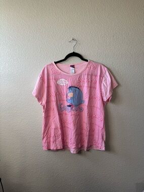 Disney Pink Eeyore Sleep Shirt and shorts with Patterned Trim
